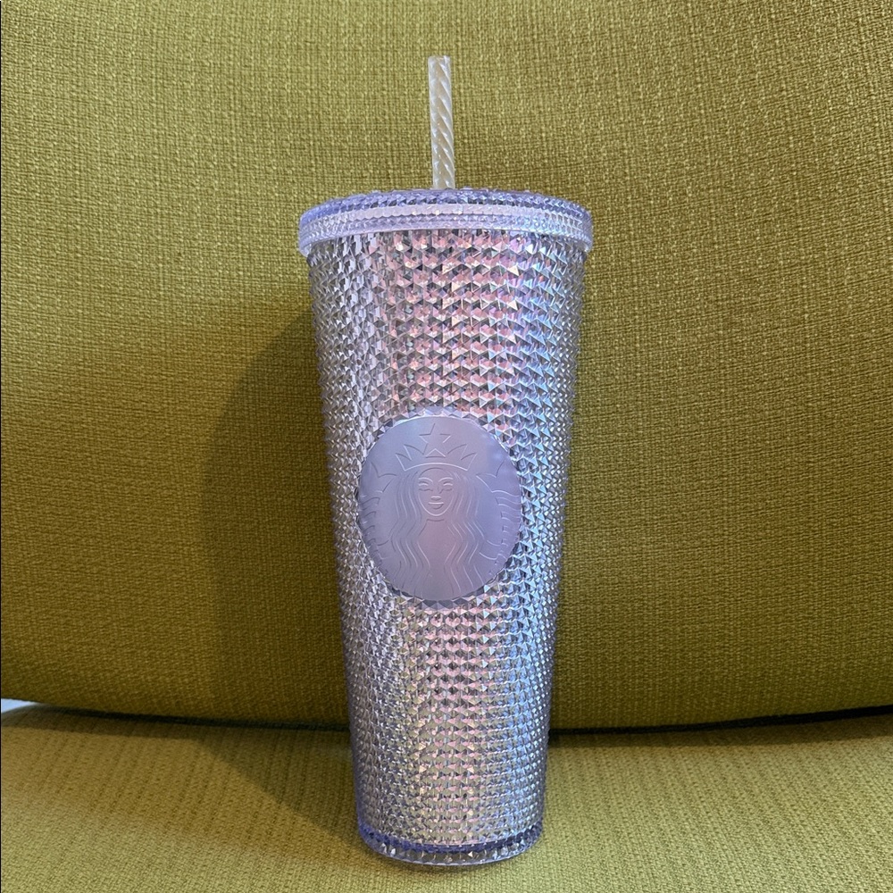 Starbucks Iridescent Silver Studded Tumbler with Straw